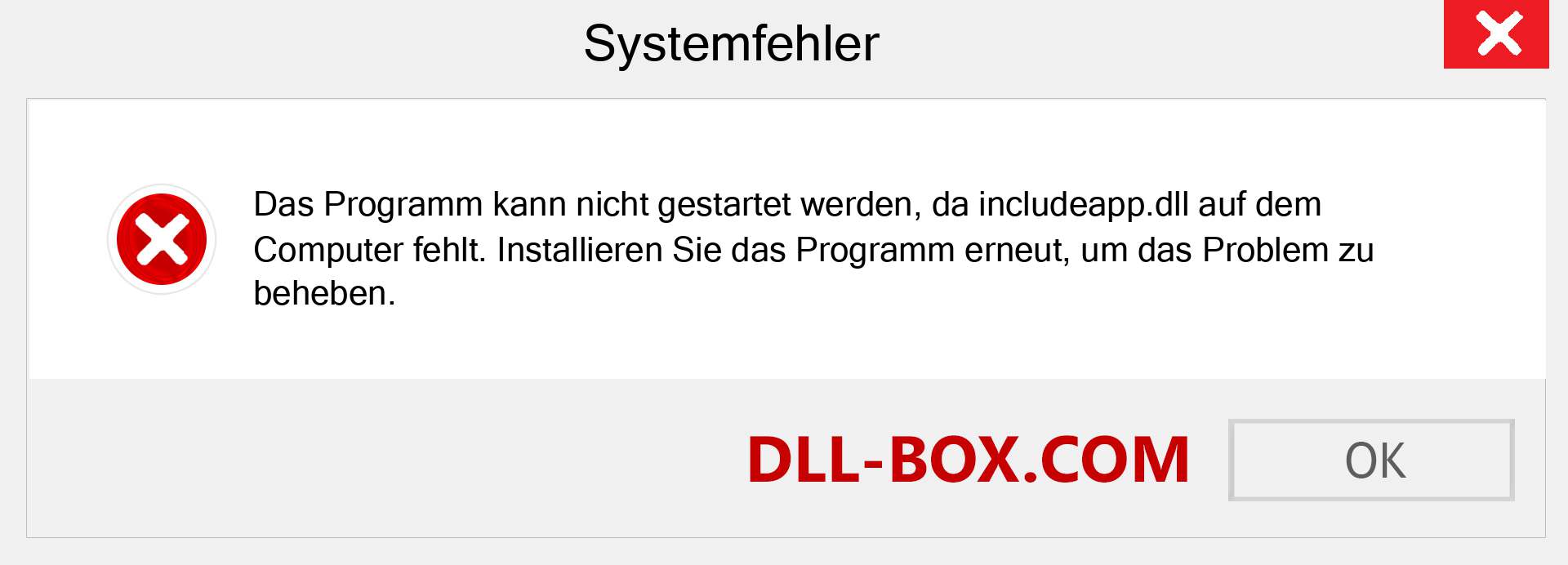 includeapp.dll-Datei fehlt?. Download für Windows 7, 8, 10 - Fix includeapp dll Missing Error unter Windows, Fotos, Bildern