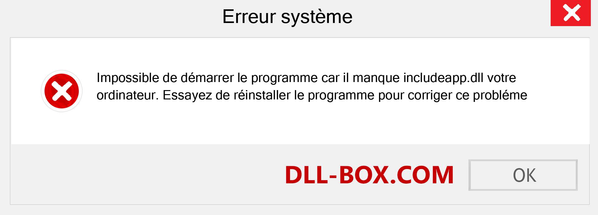 Le fichier includeapp.dll est manquant ?. Télécharger pour Windows 7, 8, 10 - Correction de l'erreur manquante includeapp dll sur Windows, photos, images